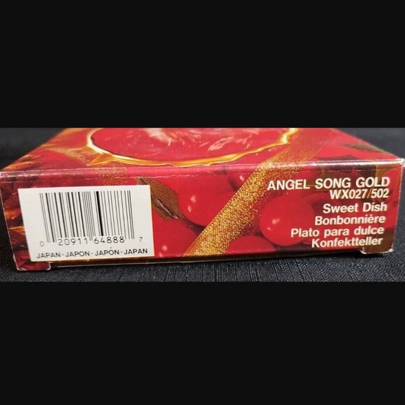 Vintage MIKASA Holiday Angel Song Gold Trim Clear Glass 6" Trinket Candy Dish - Picture 4 of 6